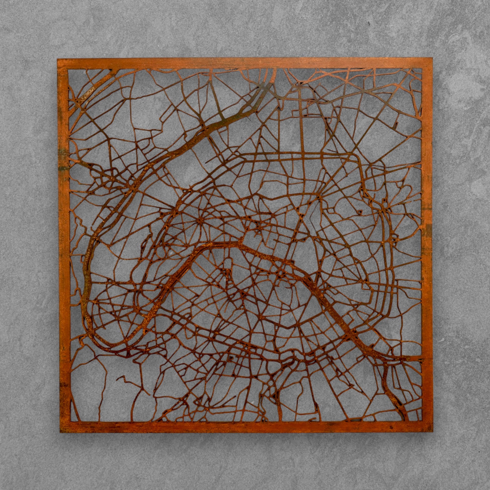 Paris | Wanddekoration | Edelrost Corten - Stadtplan aus Metall von DieMetallmacher