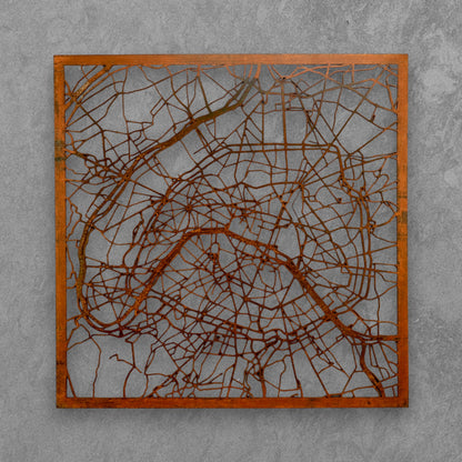 Paris | Wanddekoration | Edelrost Corten - Stadtplan aus Metall von DieMetallmacher