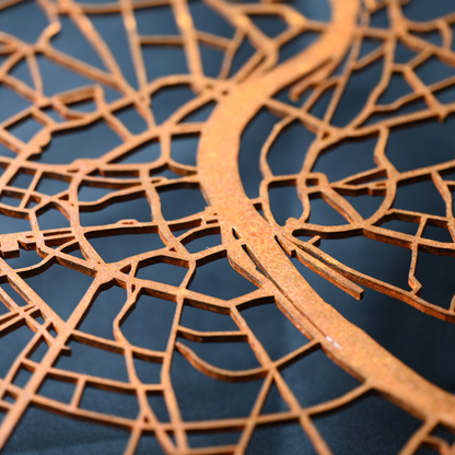 Die Stadt Ihrer Wahl als Wanddekoration - Stadtplan aus Metall von DieMetallmacher