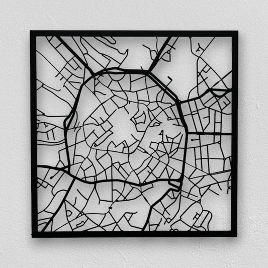 Aachen | Wanddekoration | Schwarzer Stahl - Stadtplan aus Metall von DieMetallmacher