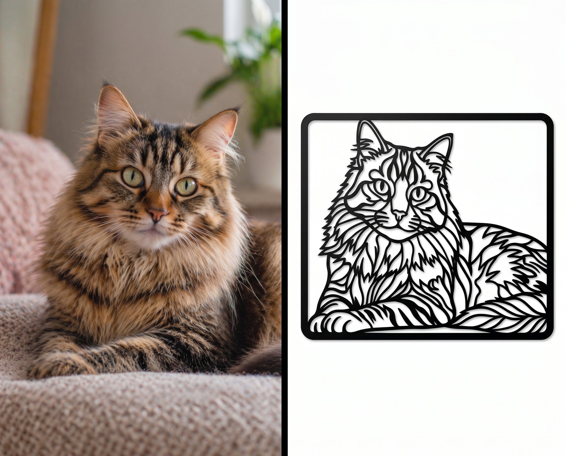Individuelle Katzen-Wanddekoration aus Metall nach Ihrem Foto - DieMetallmacher
