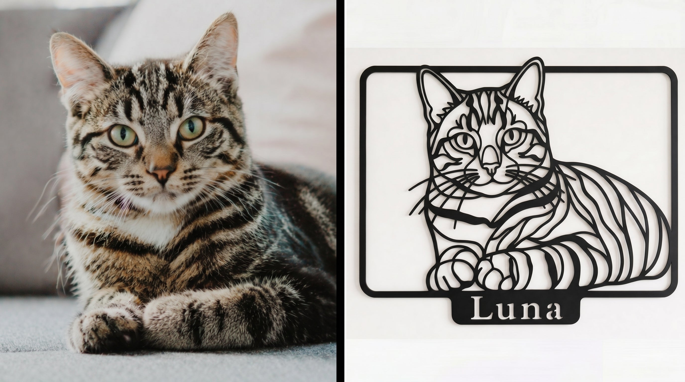 Individuelle Katzen-Wanddekoration aus Metall nach Ihrem Foto - DieMetallmacher