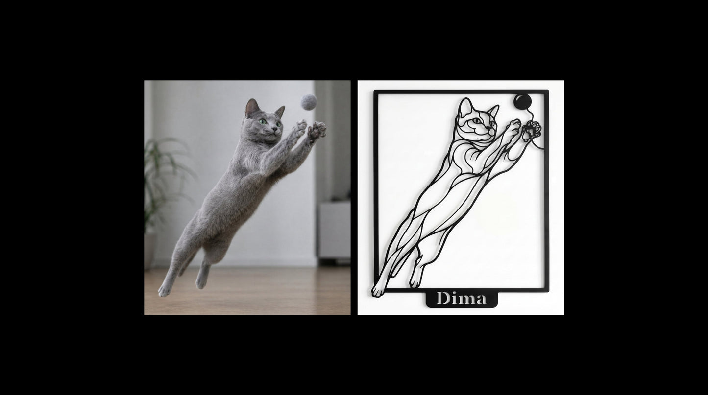 Individuelle Katzen-Wanddekoration aus Metall nach Ihrem Foto
